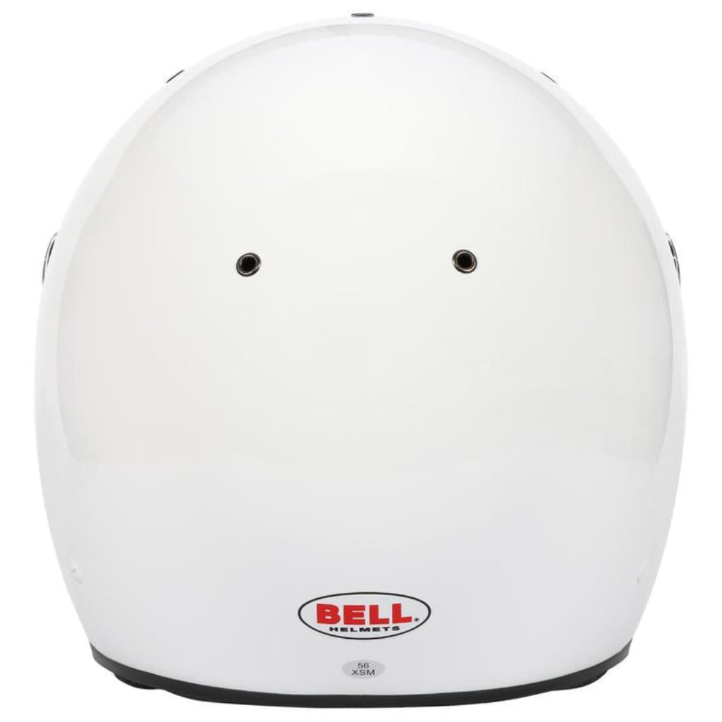 Bell K1 Sport white full face helmet rear view with Bell logo image
