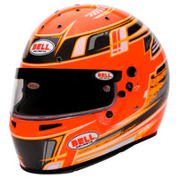 Thumbnail for Bell KC7 CMR Champion Pro Series karting helmet orange left front angle carbon youth racing helmet