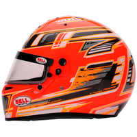 Thumbnail for Bell KC7 CMR Champion Pro Series karting helmet orange left side profile showing aerodynamic shell and graphics