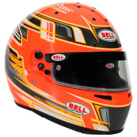Thumbnail for Bell KC7 CMR Champion Pro Series karting helmet orange right front angle with visor and chin vent detail