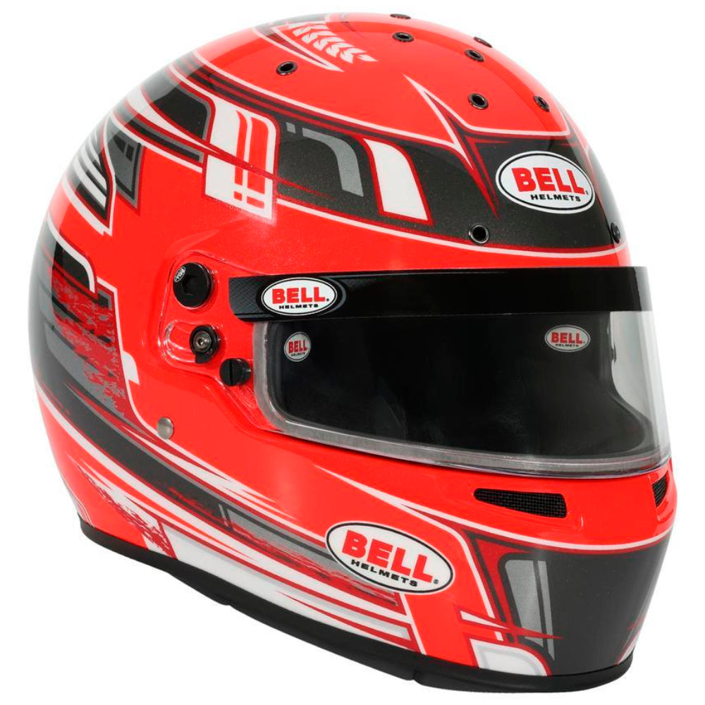 Bell KC7 CMR Champion Pro Series karting helmet red right front angle with visor and chin vent detail