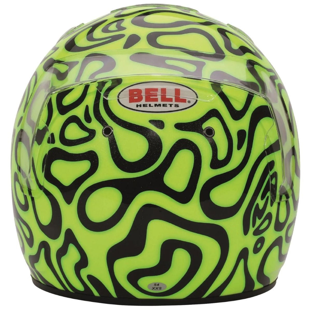 Bell KC7-CMR Lando Norris Karting Helmet CMR2016 fluorescent yellow and black rear view with Bell logo