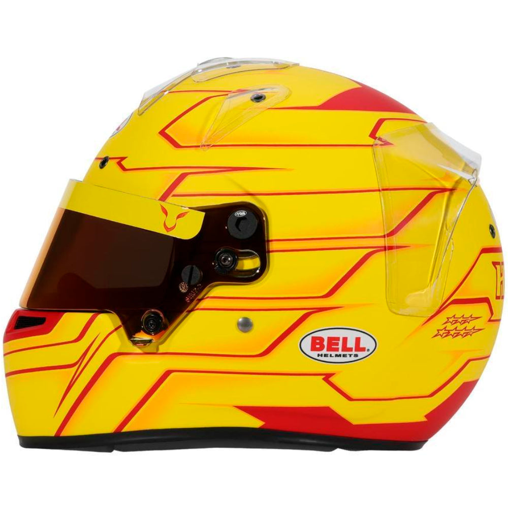 Bell KC7 CMR Pro Lewis Hamilton 2026 karting helmet left side profile showing aerodynamic vents and graphics-image