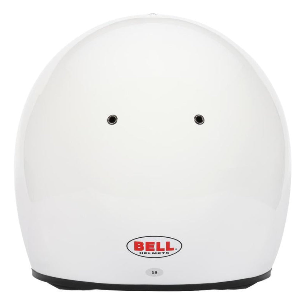 Rear view of Bell KC7-CMR Pro white kart racing helmet