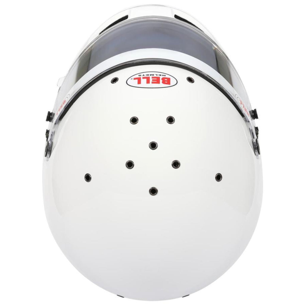 Top view showing ventilation of Bell KC7-CMR Pro white helmet