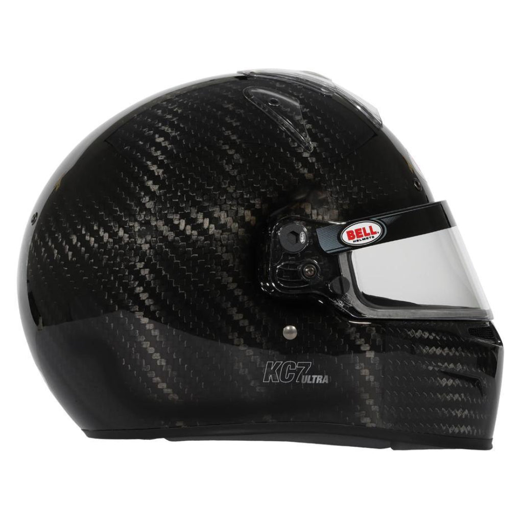Right side profile of Bell KC7 CMR Ultra Carbon carbon fiber karting helmet