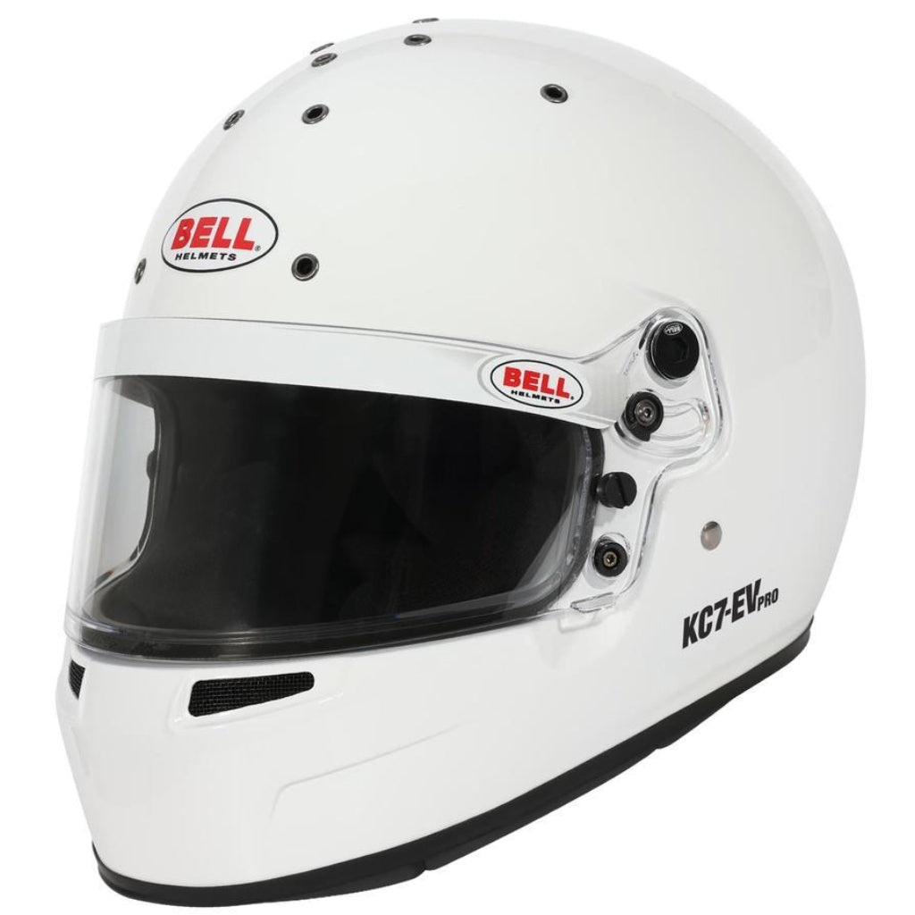 Bell KC7-EV CMS Pro White helmet front three-quarter view with clear visor