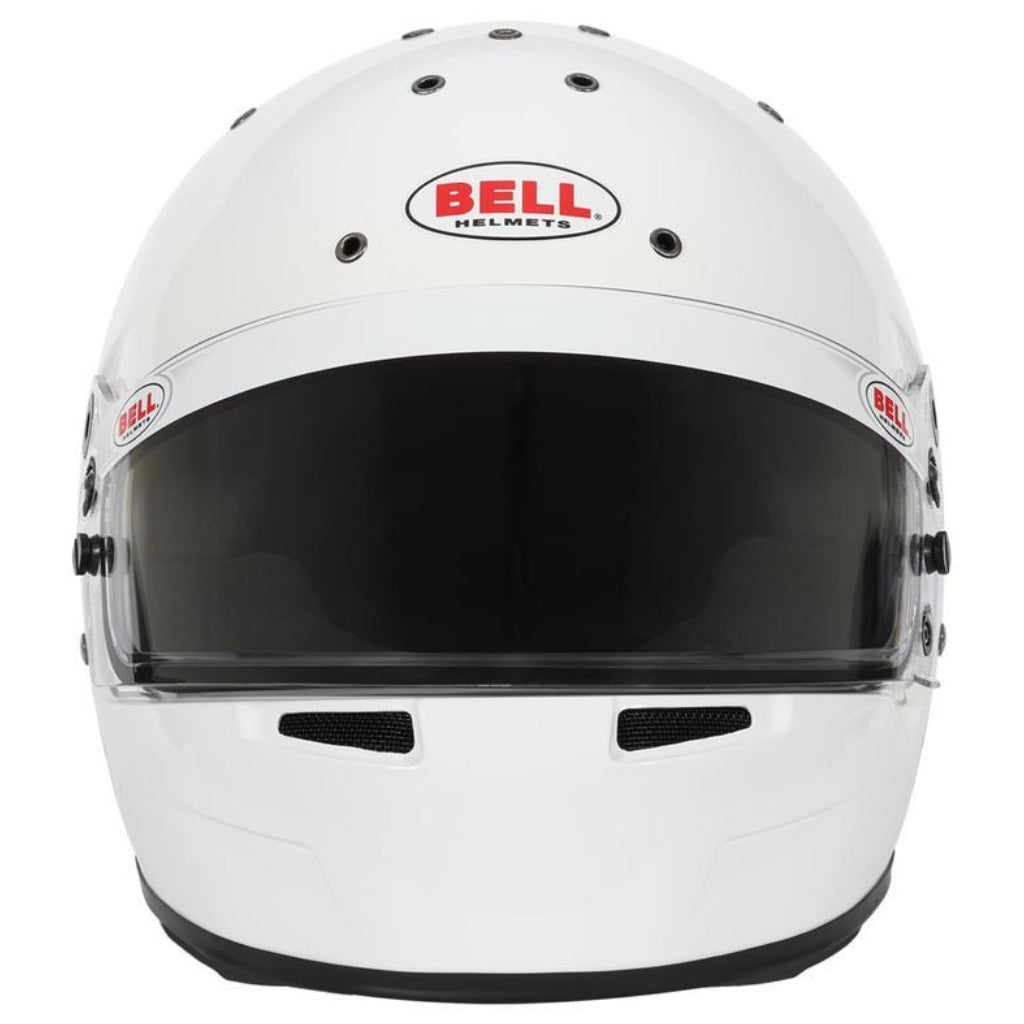 Bell KC7-EV CMS Pro White helmet straight-on front view with visor closed