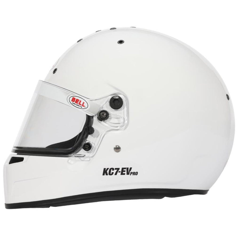Bell KC7-EV CMS Pro White helmet left side profile showing shell shape