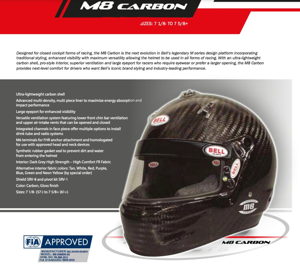 Bell M.8 Carbon Fiber Helmet SA2025 - Sale Promo
