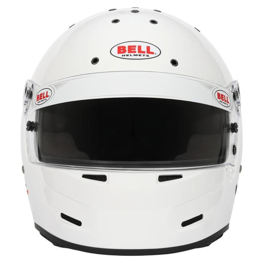 Bell M8 Sport white helmet front view visor closed image