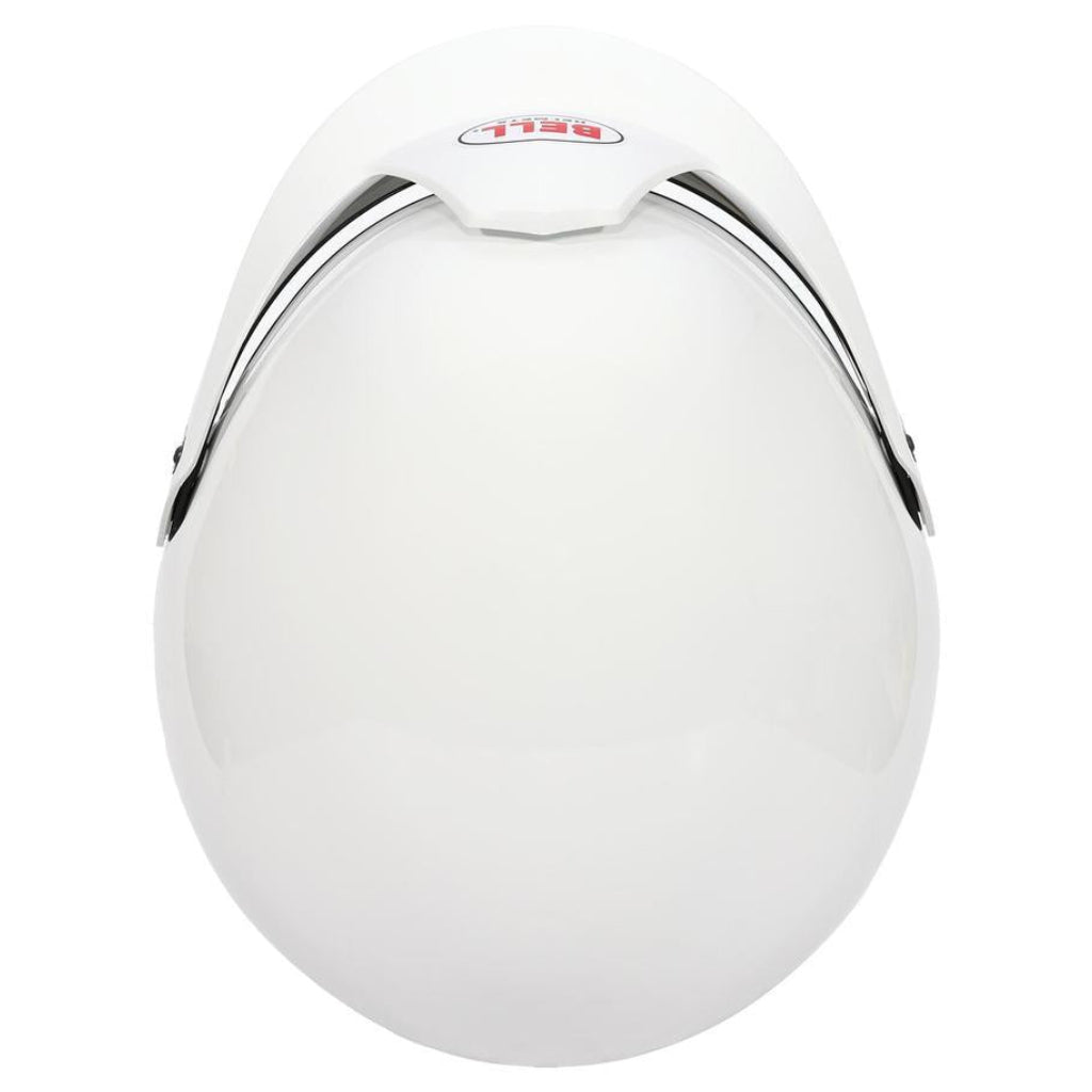 Bell MAG-10 Pro white open-face helmet top view showing smooth shell design image
