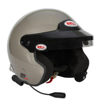 Thumbnail for Bell MAG Rally Sport helmet in titanium finish front right angle with boom mic image