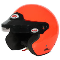 Thumbnail for Bell MAG Sport orange open face helmet front three quarter angle with peak visor image