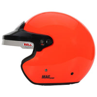 Thumbnail for Bell MAG Sport orange open face helmet left side profile with visor hardware image