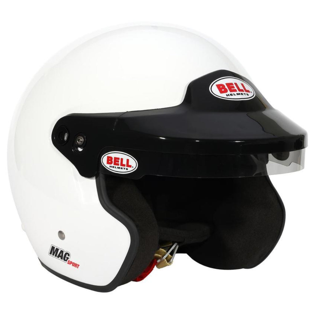 Bell MAG Sport white open face helmet top down view image