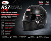 Thumbnail for Bell RS7 Ultra Lite Carbon Fiber SA2025 racing helmet hero image highlighting lightweight carbon construction, ventilation, SmartLock visor, DSAF shield, and HANS anchors