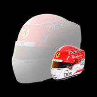 Thumbnail for Charles Leclerc 2026 F1 mini helmet shown with larger faded helmet comparison on white background
