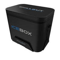 Thumbnail for Chillout Systems IceBox 17L black aluminum baseplate angled view with Chillout Motorsports logo.