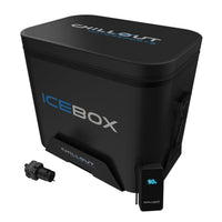 Thumbnail for Chillout Systems IceBox Cooler System 17L high angle image with cooling pump, digital battery display, and shoulder strap.