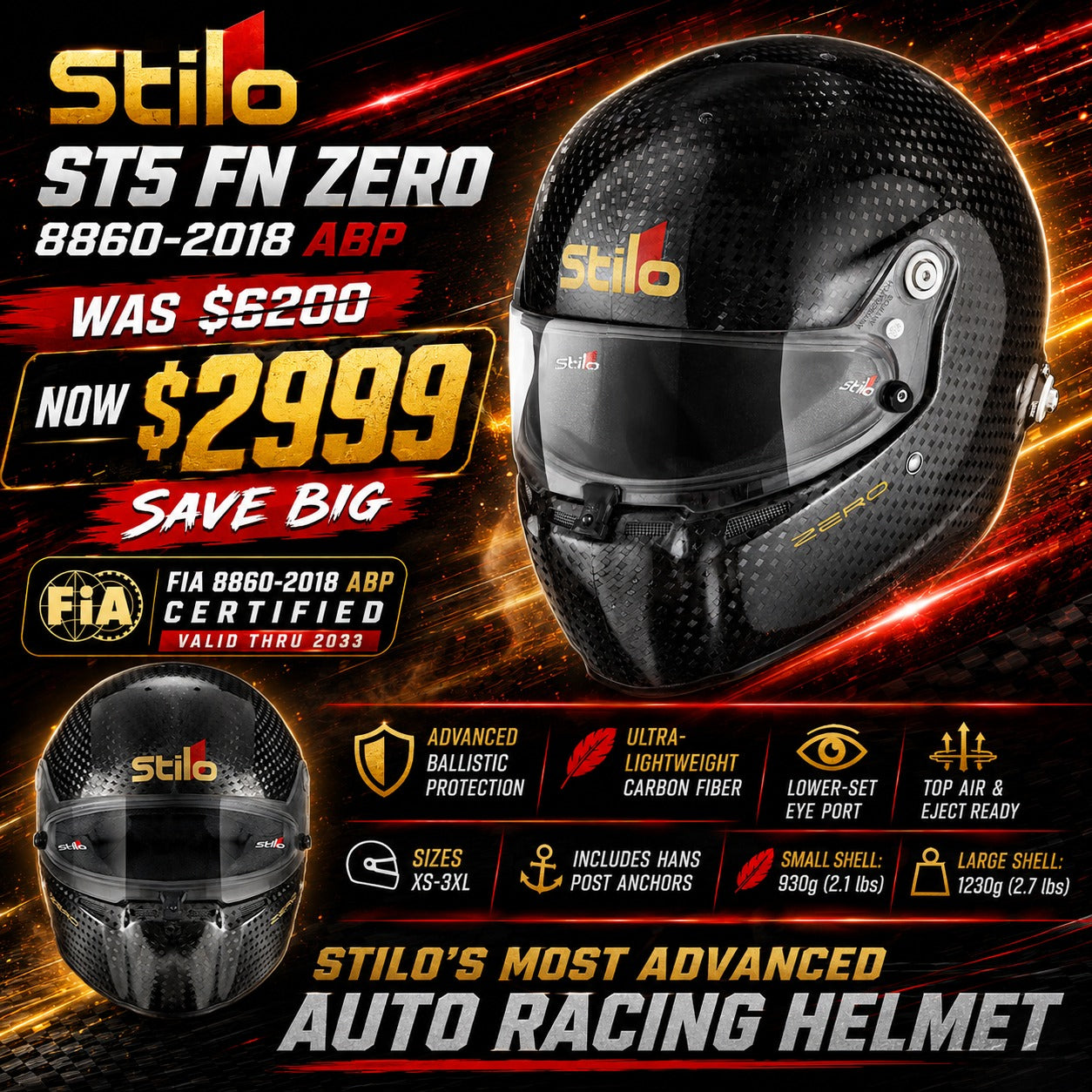 Stilo ST5 FN ABP ZERO 8860-2018 Carbon Fiber Helmet