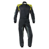 Thumbnail for OMP TECHNICA HYBRID RACE SUIT BLACK / YELLOW FRONT IMAGE