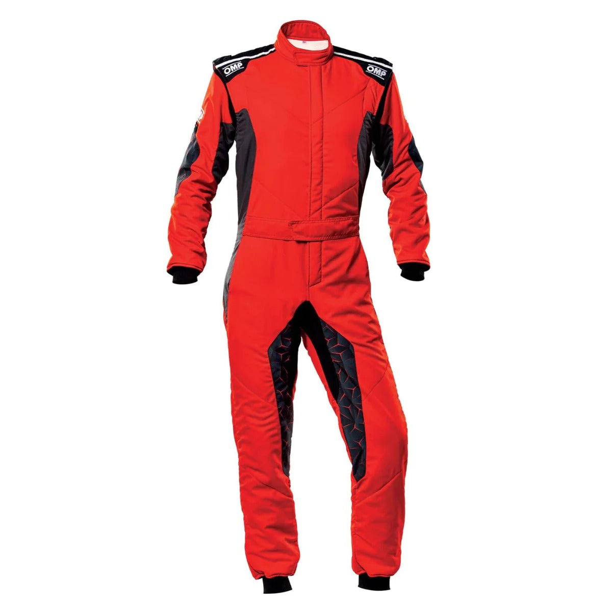 OMP TECHNICA HYBRID RACE SUIT RED / BLACK FRONT IMAGE