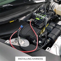 Thumbnail for Long 45-inch Antigravity clampless starting harness tucked near car cowl for jump-starting