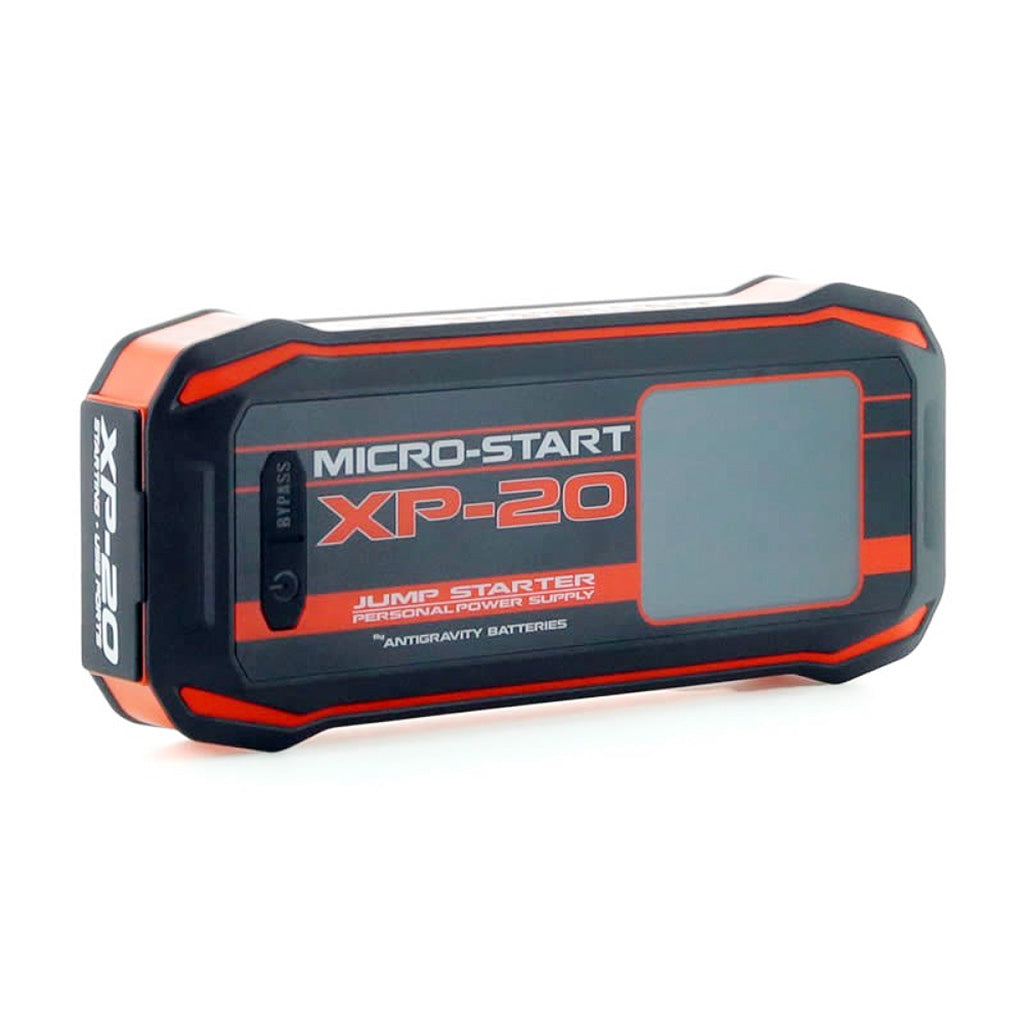 Jump starter with 'Micro-Start XP-20' branding on a white background