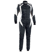 Thumbnail for OMP First ELLE Women's Driver Suit Black / White Front Image