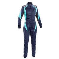 Thumbnail for OMP First ELLE Women's Driver Suit Blue / Teal Front Image