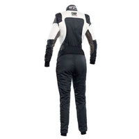 Thumbnail for OMP First ELLE Women's Driver Suit Black / White Back Image