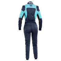 Thumbnail for OMP First ELLE Women's Driver Suit Blue / Teal Back Image
