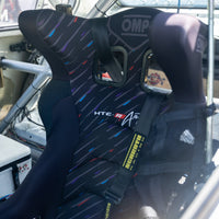 Thumbnail for OMP HTE-R ART racing seat installed in roll cage race car with harness-image