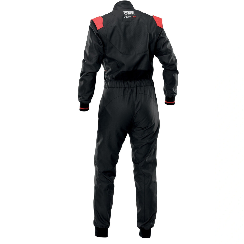 OMP KS-4 black and red kart racing suit rear view image
