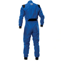 Thumbnail for OMP KS-4 blue kart racing suit rear view with black shoulder panels image