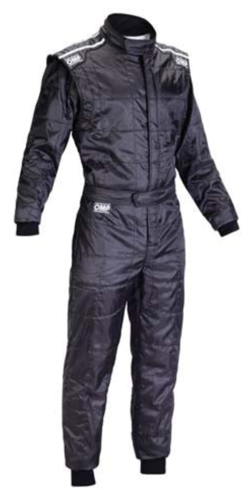 OMP KS-4 suit in black – rear view with ergonomic cut and mesh panels