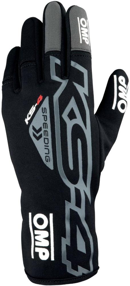 OMP KS-4 karting gloves in black – lightweight racing gloves with secure fit and reinforced grip