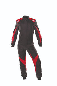 Thumbnail for OMP One Evo X Racing Driver Race Suit  Black / Red Front Image