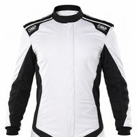 Thumbnail for OMP One Evo X white and black racing suit half image on a clean white background