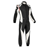 Thumbnail for OMP Tecnica Evo Race Suit white and black front image on a clean white background.

