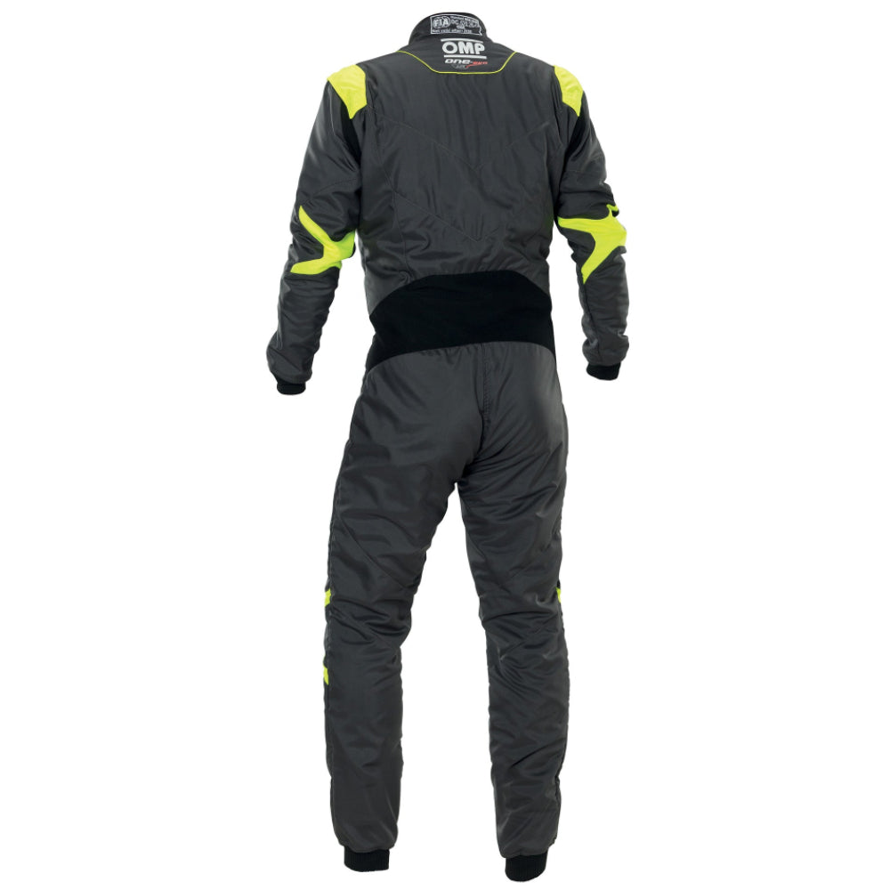 omp one evo air racing suit black fluo yellow rear image