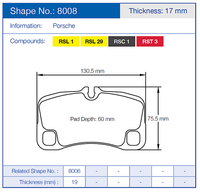 Thumbnail for Pagid Racing Brake Pads No.8008 (Rear)