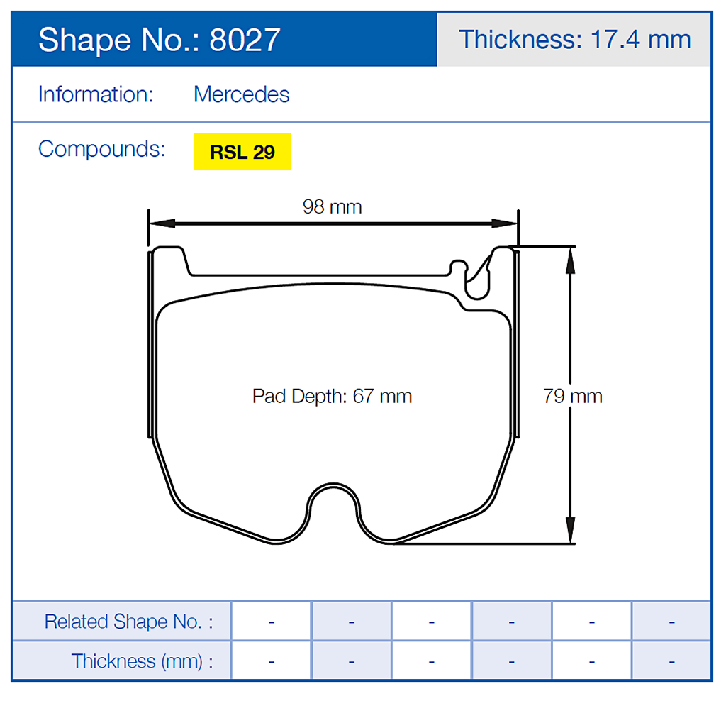 Pagid Racing Brake Pads No. 8027 (Front)