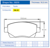 Thumbnail for Pagid Racing Brake Pads No. 8029 (Front)