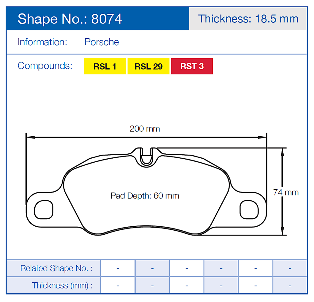 Pagid Racing Brake Pads No. 8074 (Front)