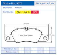 Thumbnail for Pagid Racing Brake Pads No. 8074 (Front)