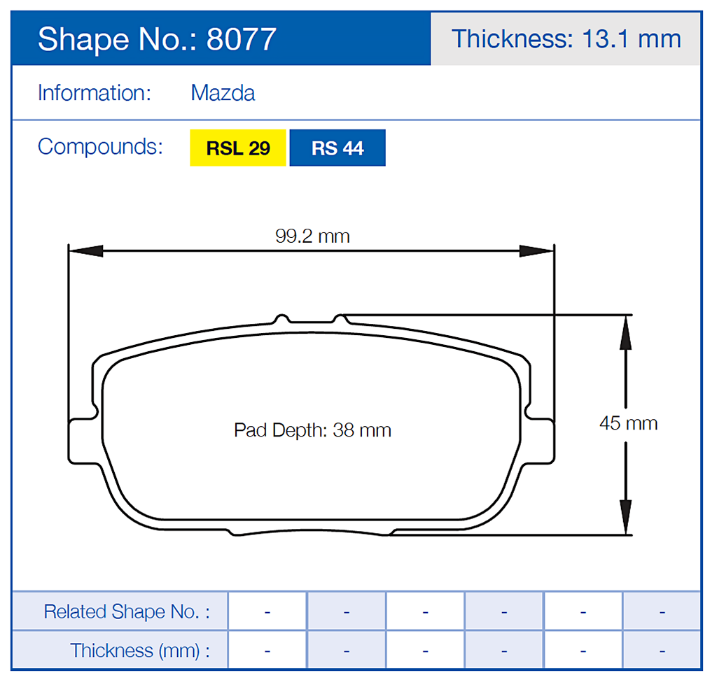 Pagid Racing Brake Pads No. 8077 (Rear)