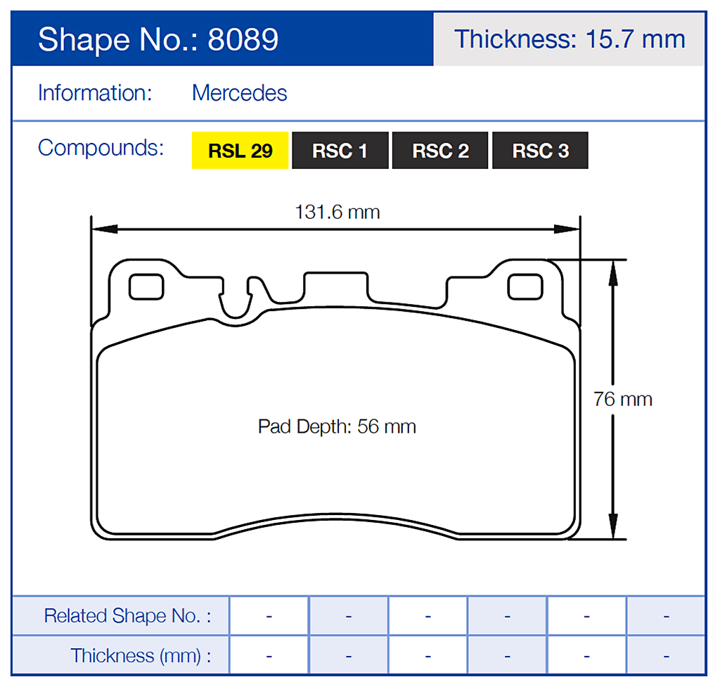 Pagid Racing Brake Pads No. 8089 (Rear)