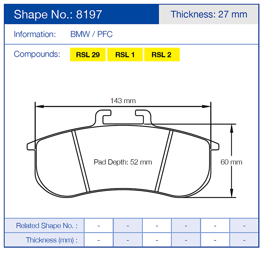Pagid Racing Brake Pads No. 8197 (Front)